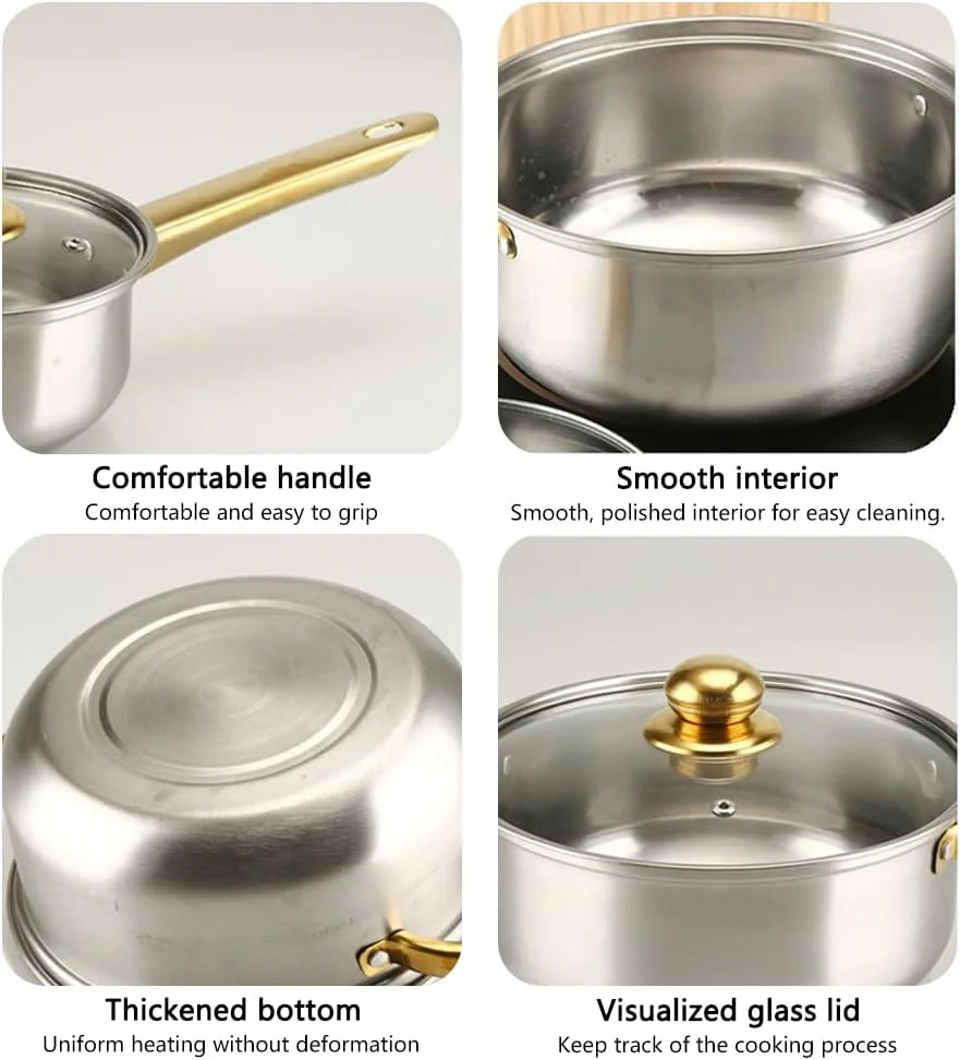 ست ۱۸ پارچه ظروف آشپزی استیل ضد زنگ، ست قابلمه و تابه، ست ظروف آشپزی غیر سمی، ست آشپزی القایی، ابزار آشپزخانه، نقره ای