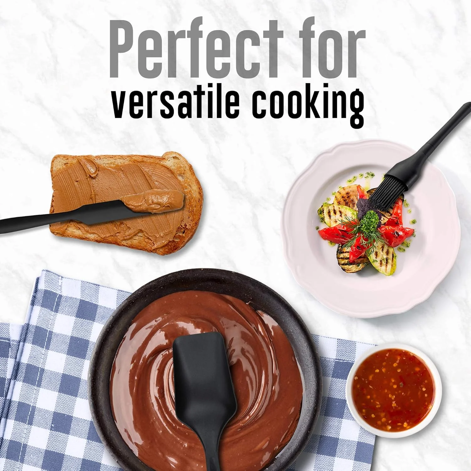 ست ۶ تکه کفگیر سیلیکونی MMG - ست لوازم آشپزخانه برای پخت و پز و مخلوط کردن، مقاوم در برابر حرارت تا 315 درجه سانتیگراد، نچسب، فاقد BPA و قابل شستشو در ماشین ظرفشویی (مشکی) ست ۶ تکه کفگیر سیلیکونی MMG - ست لوازم آشپزخانه برای پخت و پز و مخلوط کردن، مقاوم در برابر حرارت تا 315 درجه سانتیگراد، نچسب، فاقد BPA و قابل شستشو در ماشین ظرفشویی (مشکی)