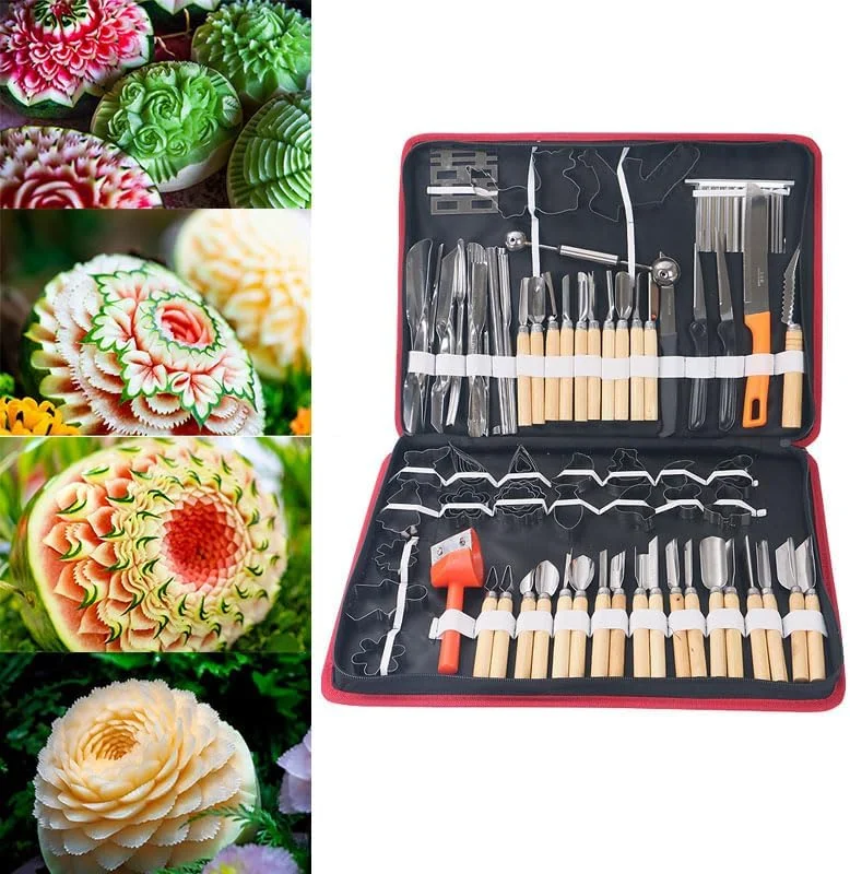 ست ابزار حکاکی آشپزخانه، 80 تکه/ست چاقوی حکاکی میوه و سبزیجات هندوانه کدو تنبل چند منظوره پوست کن برش دهنده ابزار حکاکی دستیار آشپزخانه برای تزئین میوه های DIY ست ابزار حکاکی آشپزخانه، 80 تکه/ست چاقوی حکاکی میوه و سبزیجات هندوانه کدو تنبل چند منظوره پوست کن برش دهنده ابزار حکاکی دستیار آشپزخانه برای تزئین میوه های DIY