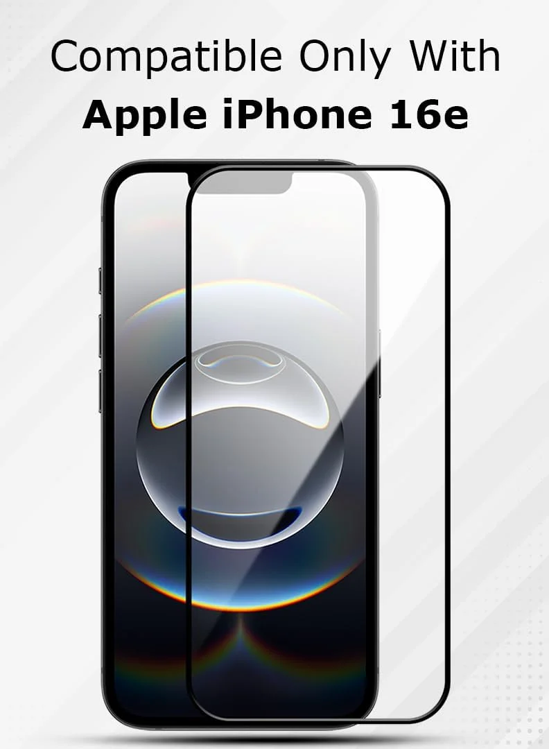 محافظ صفحه نمایش شیشه ای حرارت دیده با سختی 9H برای گوشی اپل آیفون 16e 6.1 اینچی، نصب آسان بدون حباب، پوشش کامل، ضد خش و حساس به لمس