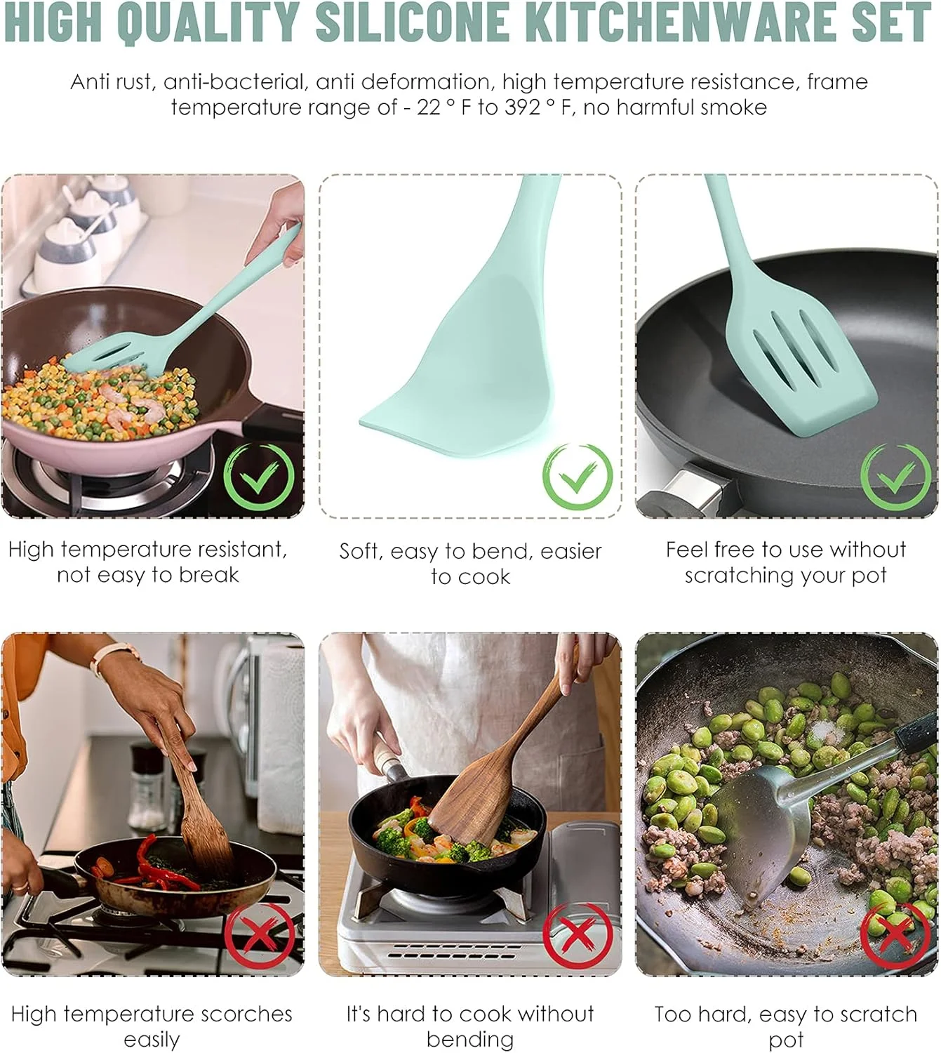 ست لوازم آشپزخانه پرانسکی - ست 12 تکه لوازم آشپزی سیلیکونی (قابل شستشو در ماشین ظرفشویی) ست کفگیر مقاوم در برابر حرارت 200 درجه سانتیگراد، ست لوازم آشپزخانه برای ظروف نچسب، بهترین ابزار آشپزخانه با نگهدارنده ست لوازم آشپزخانه پرانسکی - ست 12 تکه لوازم آشپزی سیلیکونی (قابل شستشو در ماشین ظرفشویی) ست کفگیر مقاوم در برابر حرارت 200 درجه سانتیگراد، ست لوازم آشپزخانه برای ظروف نچسب، بهترین ابزار آشپزخانه با نگهدارنده
