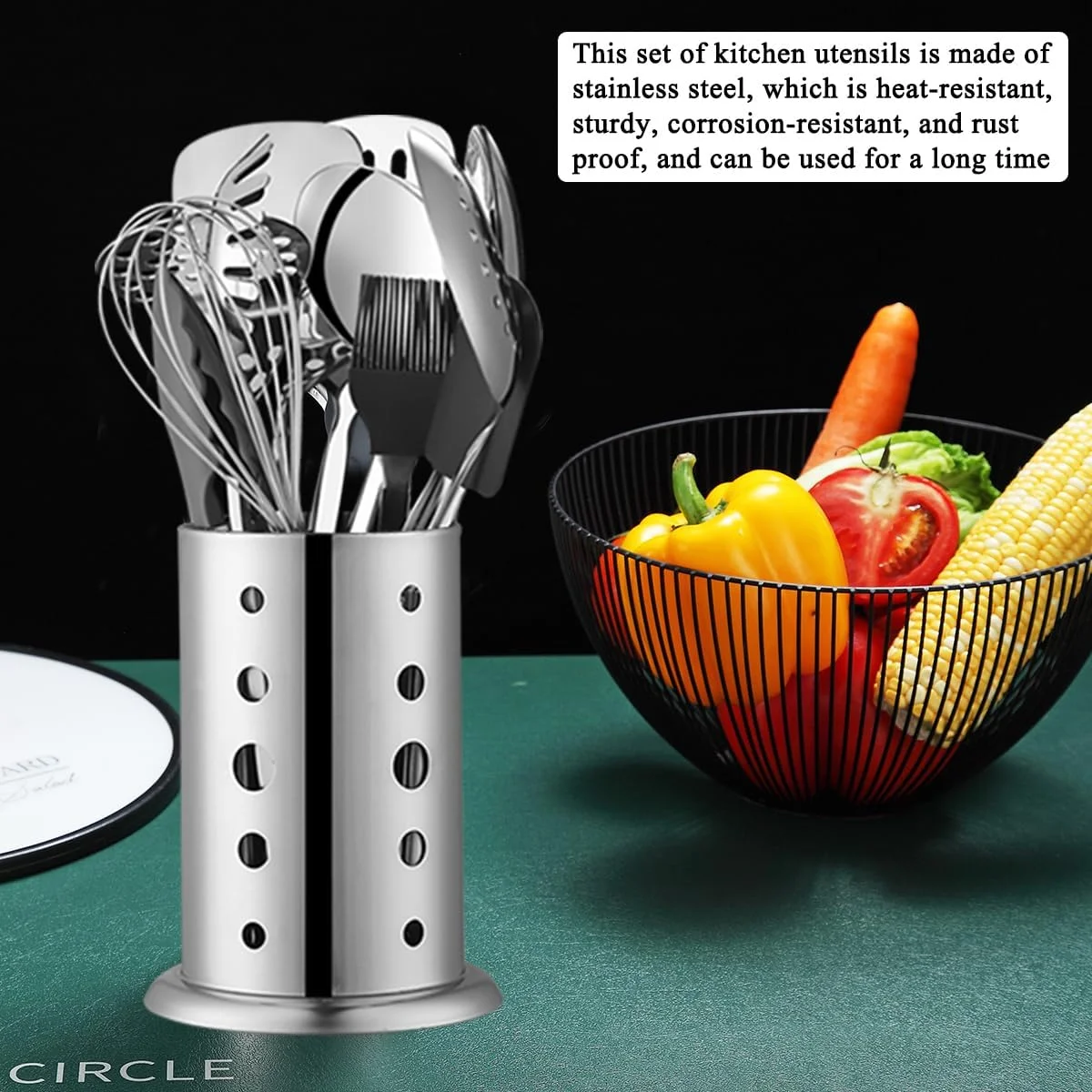 ست ۴۰ پارچه لوازم آشپزخانه استیل ضد زنگ، ست ابزار آشپزی به همراه جا ابزاری، لوازم جانبی ضروری آشپزخانه برای خانه جدید، آپارتمان، وسایل ضروری، ست کفگیر فلزی ست ۴۰ پارچه لوازم آشپزخانه استیل ضد زنگ، ست ابزار آشپزی به همراه جا ابزاری، لوازم جانبی ضروری آشپزخانه برای خانه جدید، آپارتمان، وسایل ضروری، ست کفگیر فلزی