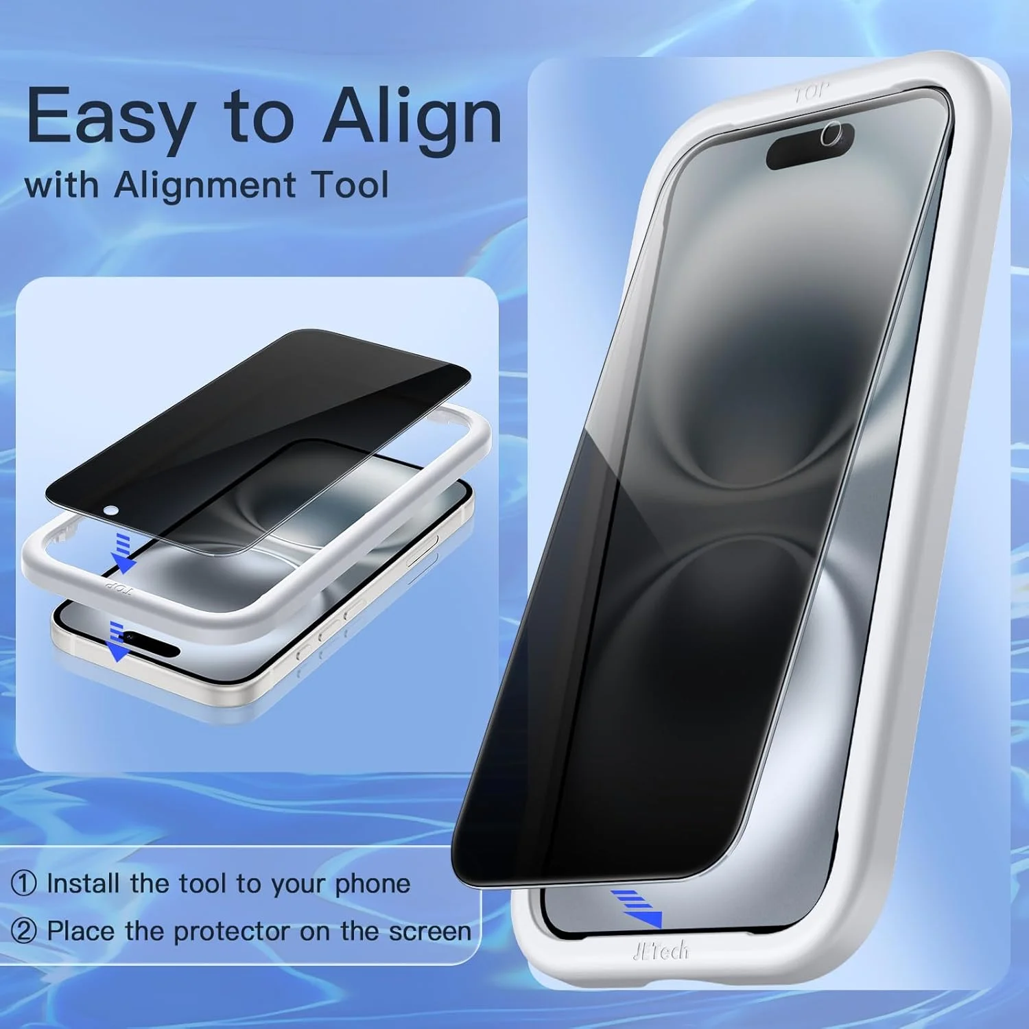 محافظ صفحه نمایش حریم خصوصی JETech برای آیفون 16 6.1 اینچی، فیلم شیشه ای حرارت دیده ضد جاسوسی با ابزار نصب آسان، بسته 2 عددی محافظ صفحه نمایش حریم خصوصی JETech برای آیفون 16 6.1 اینچی، فیلم شیشه ای حرارت دیده ضد جاسوسی با ابزار نصب آسان، بسته 2 عددی