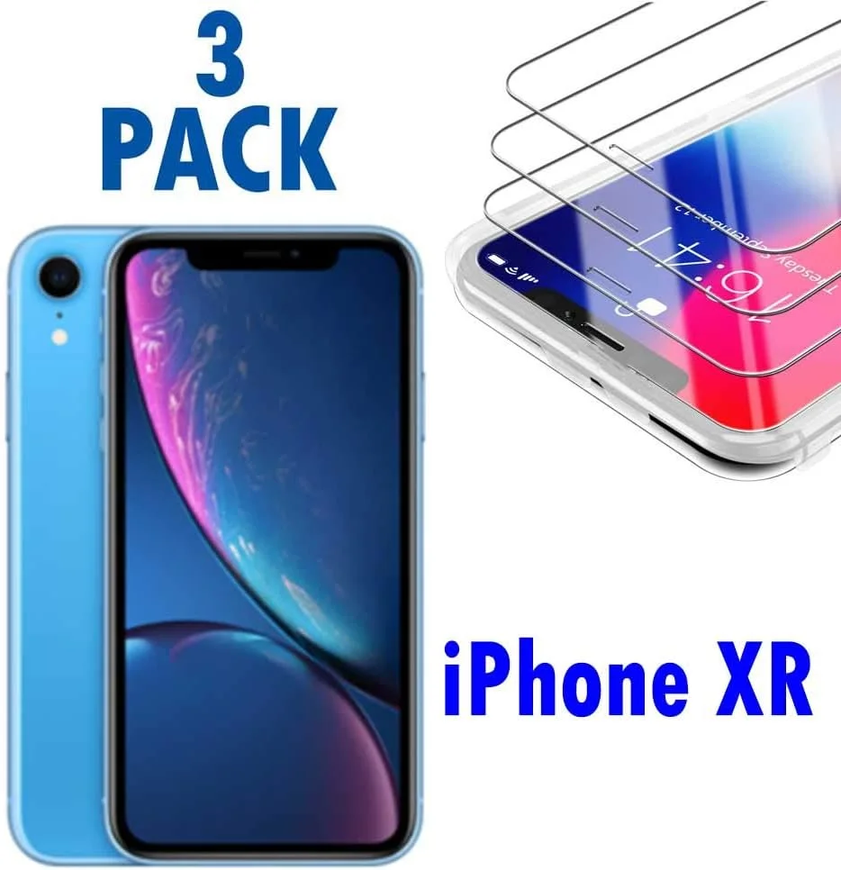 محافظ صفحه نمایش شیشه ای آیفون XR [بسته 3 عددی]، محافظ صفحه نمایش شیشه ای حرارت دیده برای اپل آیفون XR، [6.1 اینچ] (بسته 3 عددی)