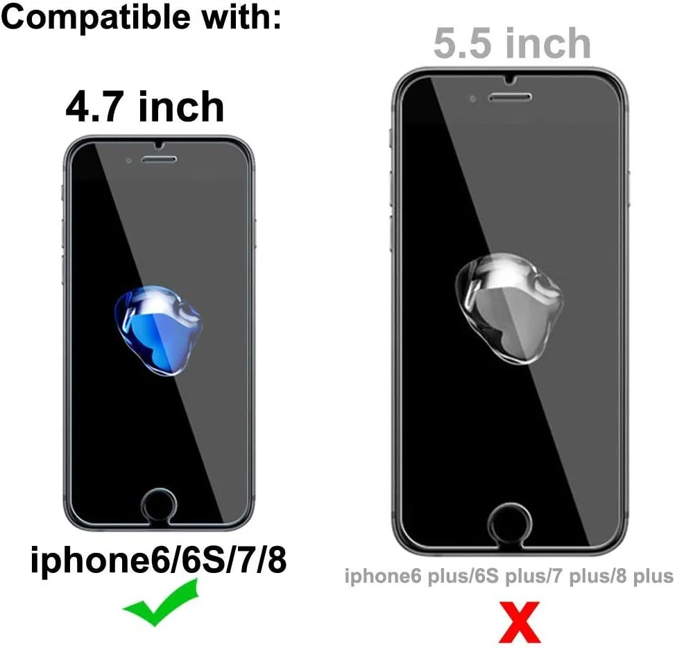 محافظ صفحه نمایش شیشه ای آیفون 8، 7، 6S، 6، [4.7 اینچ] شیشه حرارت دیده لبه 2.5D برای اپل