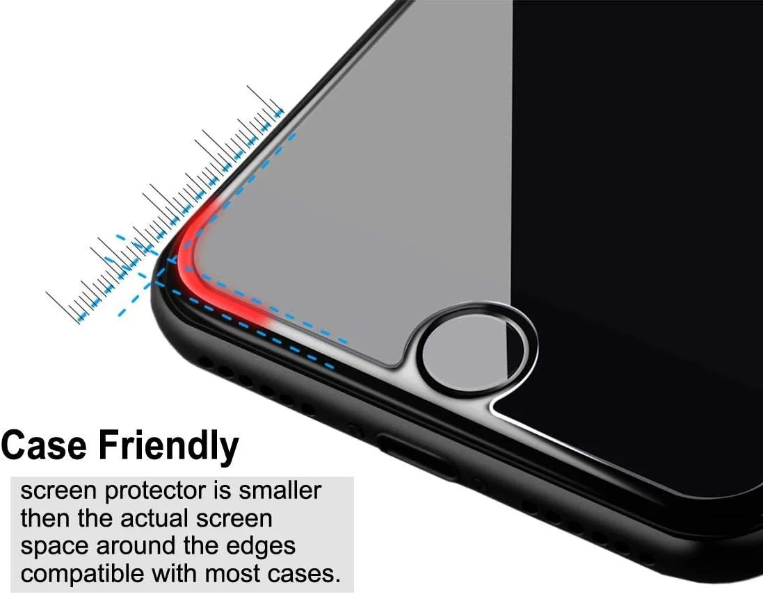 محافظ صفحه نمایش شیشه ای آیفون 8، 7، 6S، 6، [4.7 اینچ] شیشه حرارت دیده لبه 2.5D برای اپل