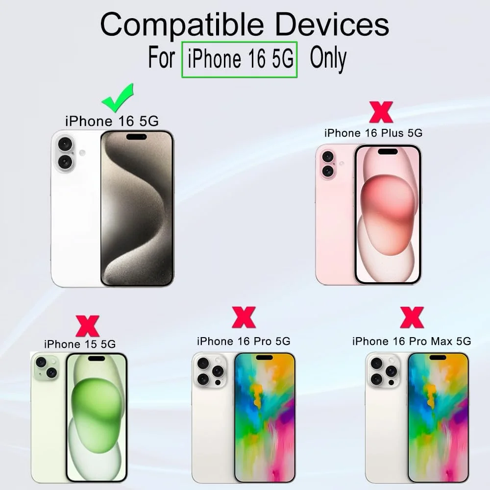 محافظ صفحه نمایش 2 عددی Ibywind سازگار با Apple iPhone 16 5G 6.1 اینچی، شیشه حرارت دیده با سختی 9H، همراه با 1 عدد محافظ لنز دوربین، 1 عدد فیلم فیبر کربن پشت، نصب آسان