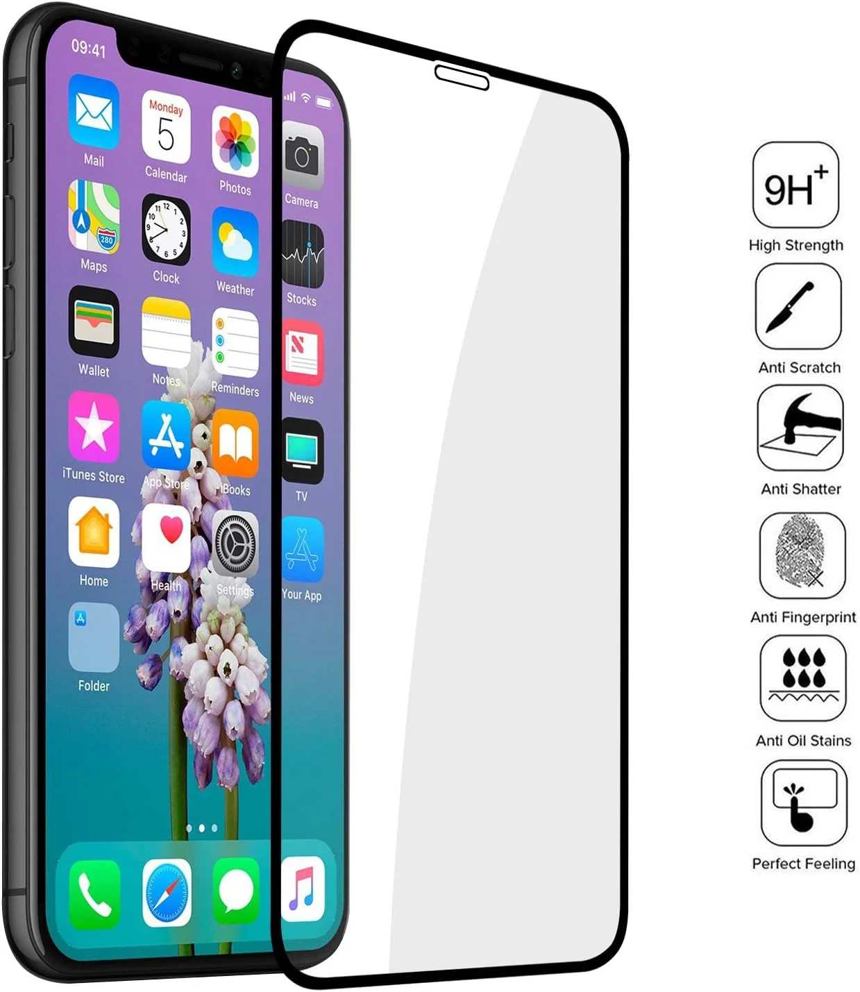 محافظ صفحه نمایش آیفون Xs Max، [نصب آسان] شیشه حرارت دیده منحنی سه بعدی ضد حباب Ultra HD سازگار با قاب برای اپل (6.5 اینچ) مشکی