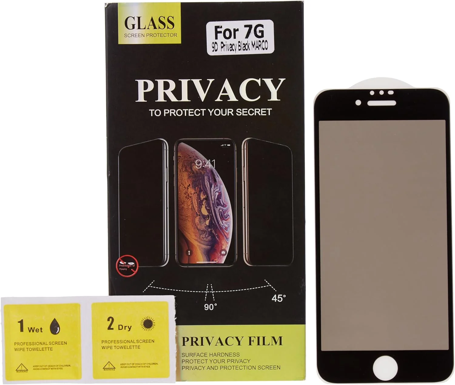 محافظ صفحه نمایش شیشه ای بسیار مقاوم برای محافظت از شکستگی و حفظ حریم خصوصی آیفون 7 - 4.7 محافظ صفحه نمایش شیشه ای بسیار مقاوم برای محافظت از شکستگی و حفظ حریم خصوصی آیفون 7 - 4.7