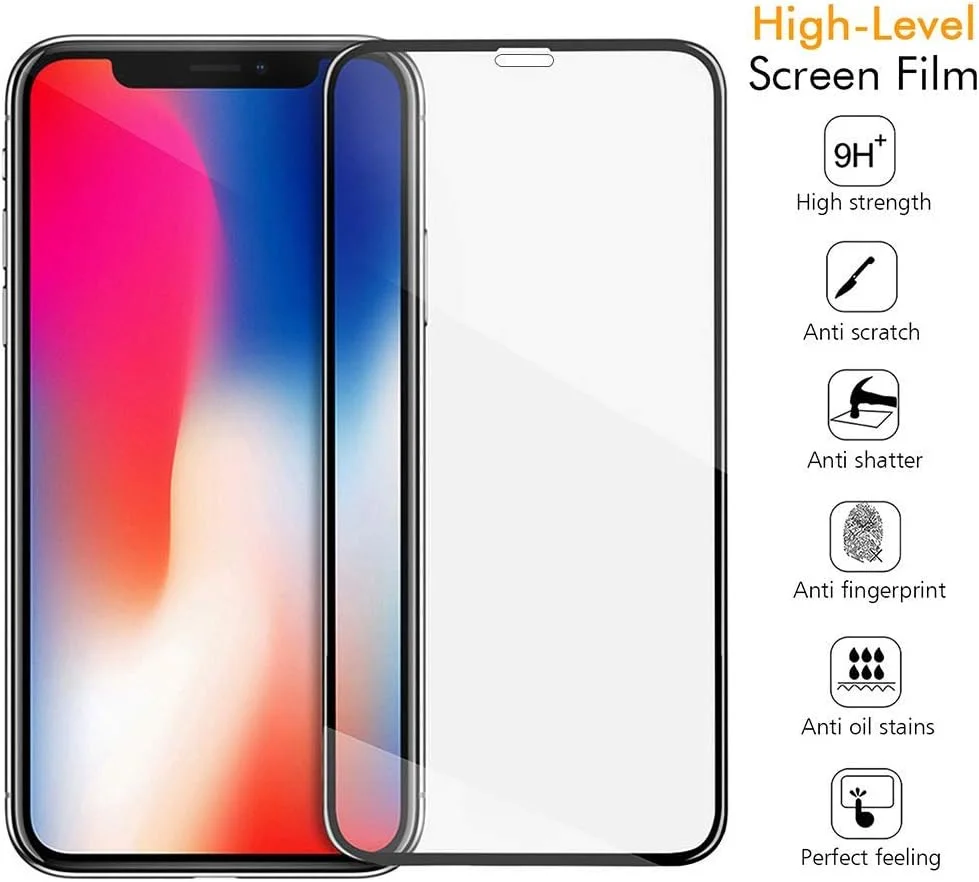محافظ صفحه نمایش شیشه ای حرارت دیده کامل HD Al-HuTrusHi برای آیفون XR، فیلم محافظ صفحه نمایش، [سازگار با قاب] [لمس سه بعدی] محافظ صفحه نمایش برای Apple iPhone XR (6.1 اینچ) مشکی