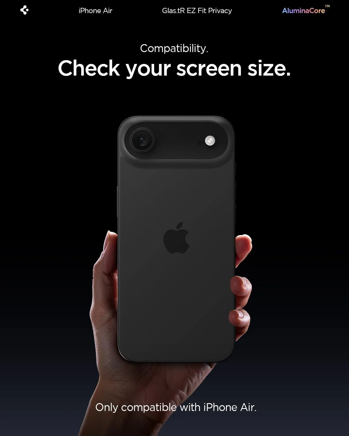 محافظ صفحه نمایش حریم خصوصی شیشه ای ممتاز Spigen GLAStR EZ FIT [2 عددی] برای آیفون ایر با فناوری تراز خودکار - 2 عددی