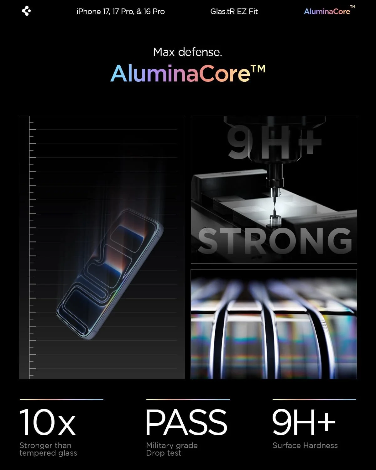 محافظ صفحه نمایش شیشه ای حرارت دیده ممتاز حریم خصوصی Spigen GLAStR EZ FIT برای آیفون 17 پرو | آیفون 17 | آیفون 16 پرو با فناوری تراز خودکار - [بسته 2 عددی]