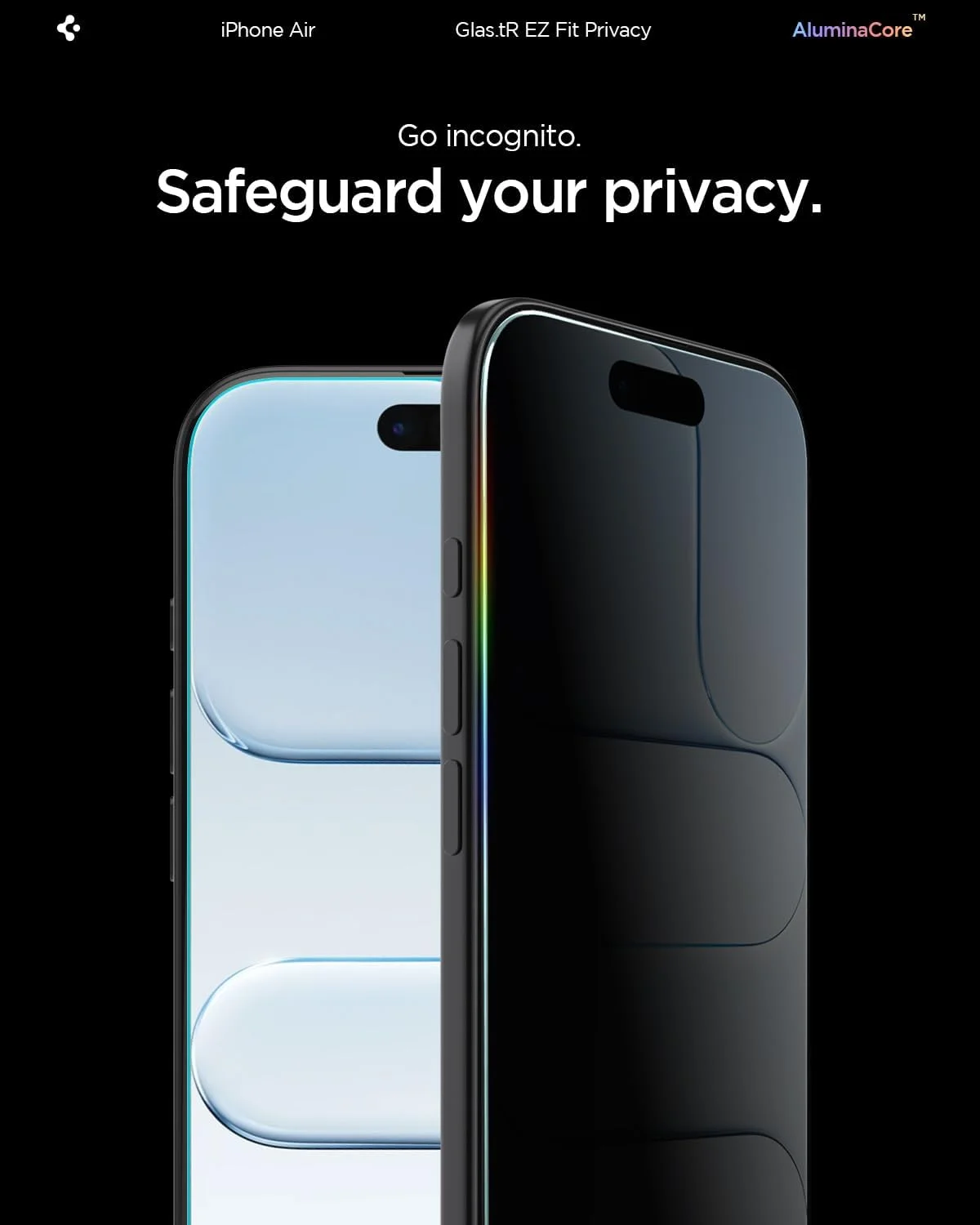 محافظ صفحه نمایش حریم خصوصی شیشه ای ممتاز Spigen GLAStR EZ FIT [2 عددی] برای آیفون ایر با فناوری تراز خودکار - 2 عددی