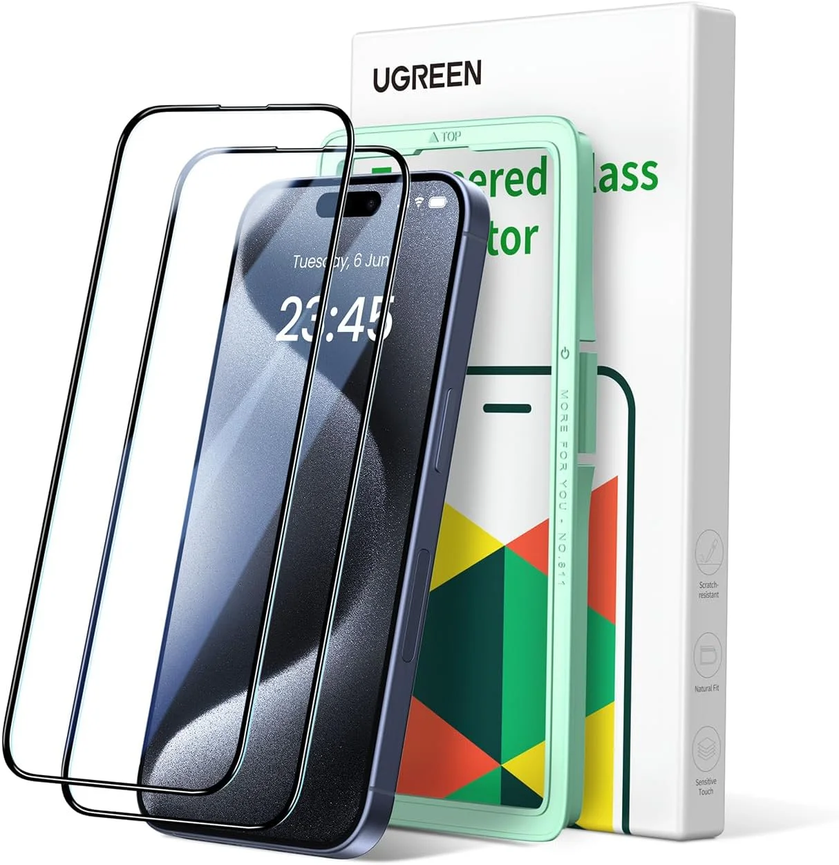 محافظ صفحه نمایش یوجرین برای آیفون 15 پرو 6.1 اینچی، پوشش کامل 1:1، محافظت در برابر سقوط با استاندارد نظامی، شفافیت HD، سختی 9H، نصب آسان، سازگار با اکثر قابها، بسته 2 عددی محافظ صفحه نمایش یوجرین برای آیفون 15 پرو 6.1 اینچی، پوشش کامل 1:1، محافظت در برابر سقوط با استاندارد نظامی، شفافیت HD، سختی 9H، نصب آسان، سازگار با اکثر قابها، بسته 2 عددی