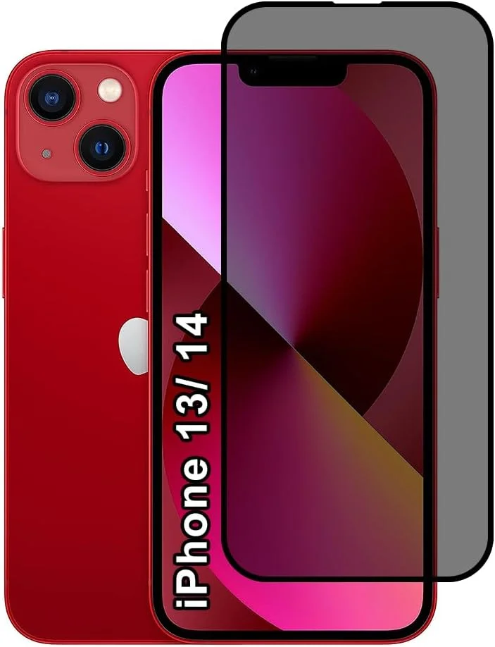 محافظ صفحه نمایش حریم خصوصی برای آیفون 13/14 اپل، سختی 9H، فیلم شیشه ای حرارت دیده ضد جاسوسی [محافظت 100% از حریم خصوصی]، نصب آسان بدون حباب، پوشش کامل و ضد خش