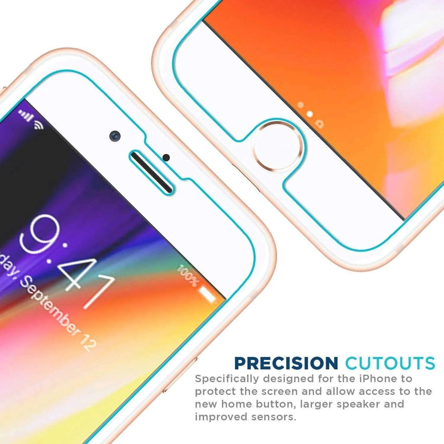 محافظ صفحه نمایش شیشه ای برای آیفون 8، 7، 6s، 6 [بسته 3 عددی]، محافظ صفحه نمایش شیشه ای حرارت دیده برای اپل آیفون 8، 7، آیفون 6S، آیفون 6 [4.7 اینچ] 2017 2016، 2015 (بسته 3 عددی)