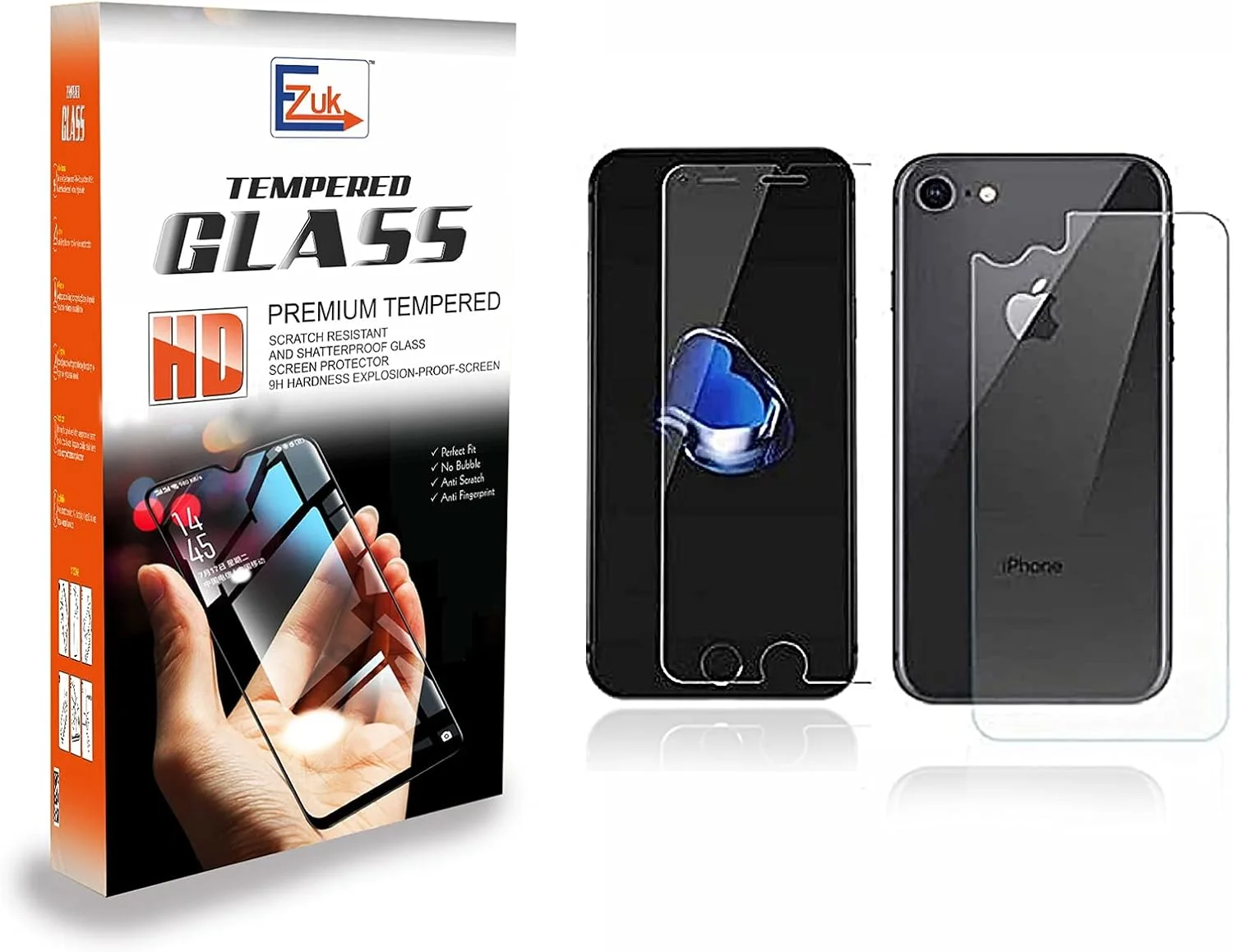محافظ صفحه نمایش شیشه ای حرارت دیده 2 در 1 جلو و پشت Ezuk برای Apple iPhone SE 2020، iPhone 8، iPhone 7 و iPhone 6/6s - شفاف محافظ صفحه نمایش شیشه ای حرارت دیده 2 در 1 جلو و پشت Ezuk برای Apple iPhone SE 2020، iPhone 8، iPhone 7 و iPhone 6/6s - شفاف
