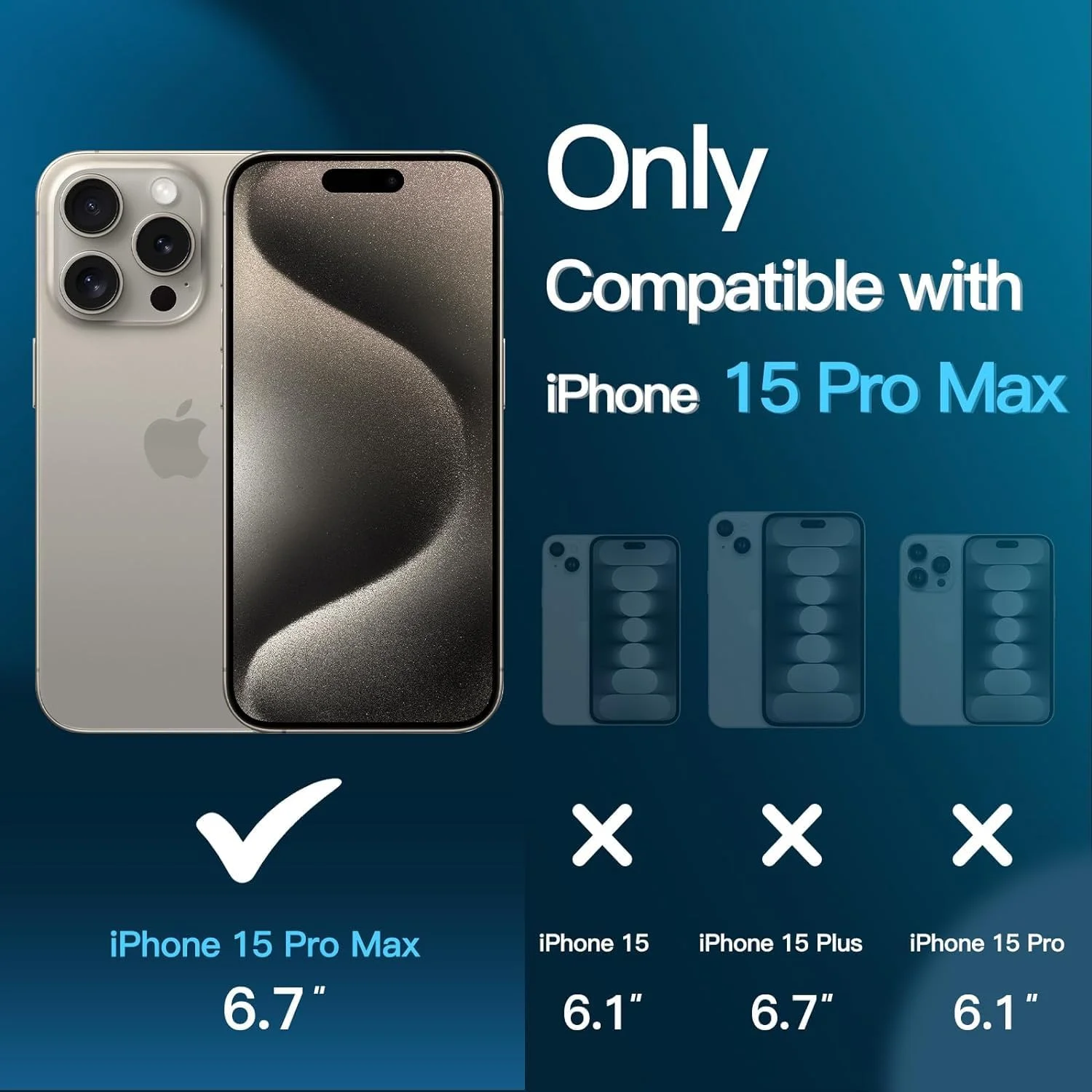 محافظ صفحه نمایش شیشه ای حرارت دیده PriceDumb برای آیفون 15 پرو مکس، جلو و پشت گوشی