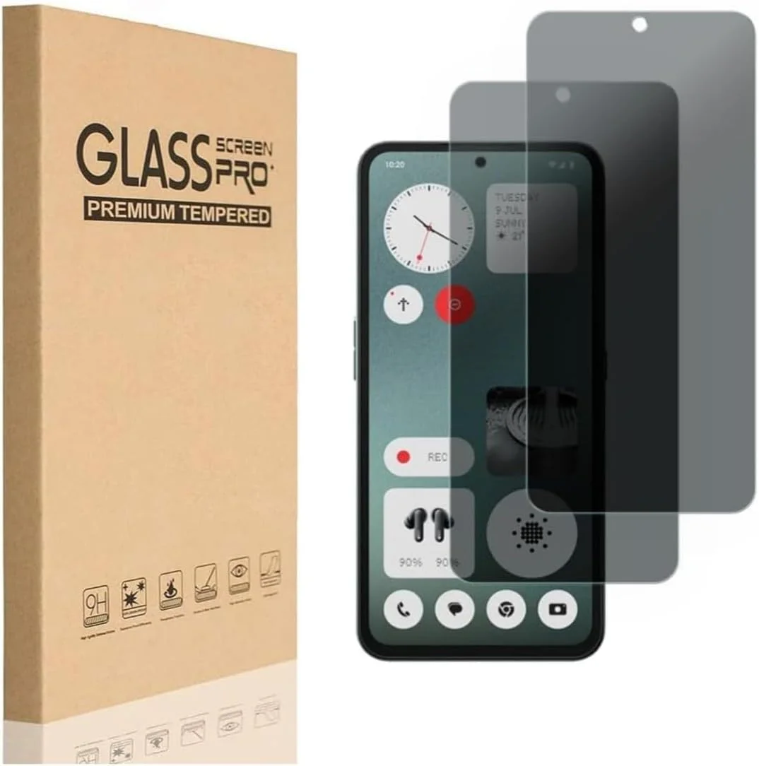 محافظ صفحه نمایش شیشه ای حریم خصوصی Zuooiec [بسته 2 عددی] برای تلفن Nothing CMF Phone 1، نصب آسان با اثر انگشت، فوق العاده شفاف، حساسیت لمسی، ضد جاسوسی