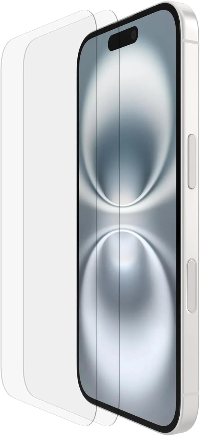 محافظ صفحه شیشه ای بلکین OVA143zz دارای تاییدیه اپل برای آیفون 16 / آیفون 15، شیشه حرارت دیده، ساخت AGC ژاپن، 0.33 میلی متر، شامل کیت نصب آسان، بسته 2 عددی محافظ صفحه شیشه ای بلکین OVA143zz دارای تاییدیه اپل برای آیفون 16 / آیفون 15، شیشه حرارت دیده، ساخت AGC ژاپن، 0.33 میلی متر، شامل کیت نصب آسان، بسته 2 عددی