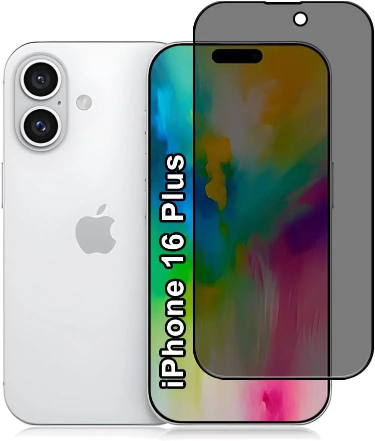 محافظ صفحه نمایش حریم خصوصی گجت شیلد برای اپل آیفون 16 پلاس، سختی 9H، فیلم شیشه ای حرارت دیده ضد جاسوسی [محافظت 100% از حریم خصوصی]، نصب آسان بدون حباب، پوشش کامل و ضد خش