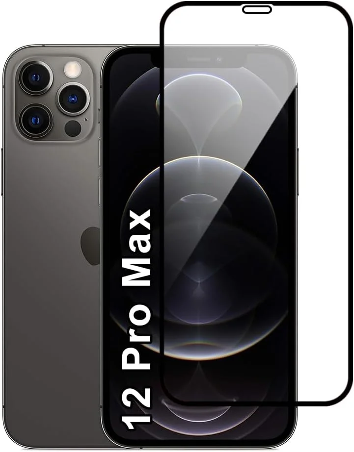 محافظ صفحه نمایش شیشه ای حرارت دیده با سختی 9H برای گوشی اپل آیفون 12 پرو مکس 6.7 اینچی، نصب آسان بدون حباب، پوشش کامل، ضد خش و حساس به لمس محافظ صفحه نمایش شیشه ای حرارت دیده با سختی 9H برای گوشی اپل آیفون 12 پرو مکس 6.7 اینچی، نصب آسان بدون حباب، پوشش کامل، ضد خش و حساس به لمس