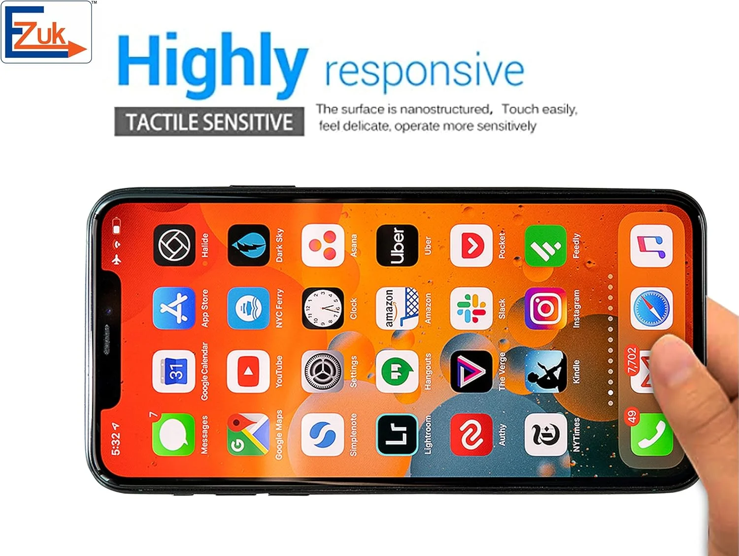 محافظ صفحه نمایش شیشه ای حرارت دیده Ezuk برای Apple iPhone XS Max و 11 Pro Max (نصب آسان، مقاومت 9H در برابر خراش، ضد حباب) شفاف