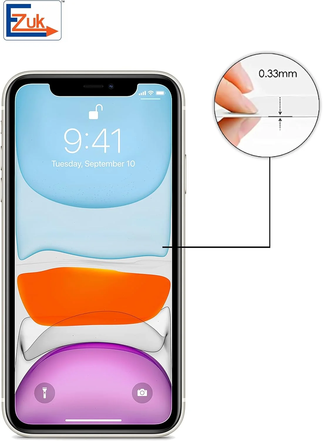 محافظ صفحه نمایش شیشه ای حرارت دیده Ezuk برای Apple iPhone XS Max و 11 Pro Max (نصب آسان، مقاومت 9H در برابر خراش، ضد حباب) شفاف