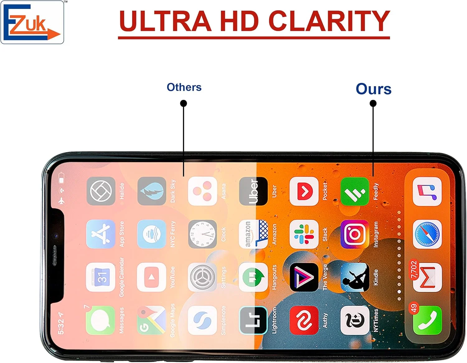 محافظ صفحه نمایش شیشه ای حرارت دیده Ezuk برای Apple iPhone XS Max و 11 Pro Max (نصب آسان، مقاومت 9H در برابر خراش، ضد حباب) شفاف