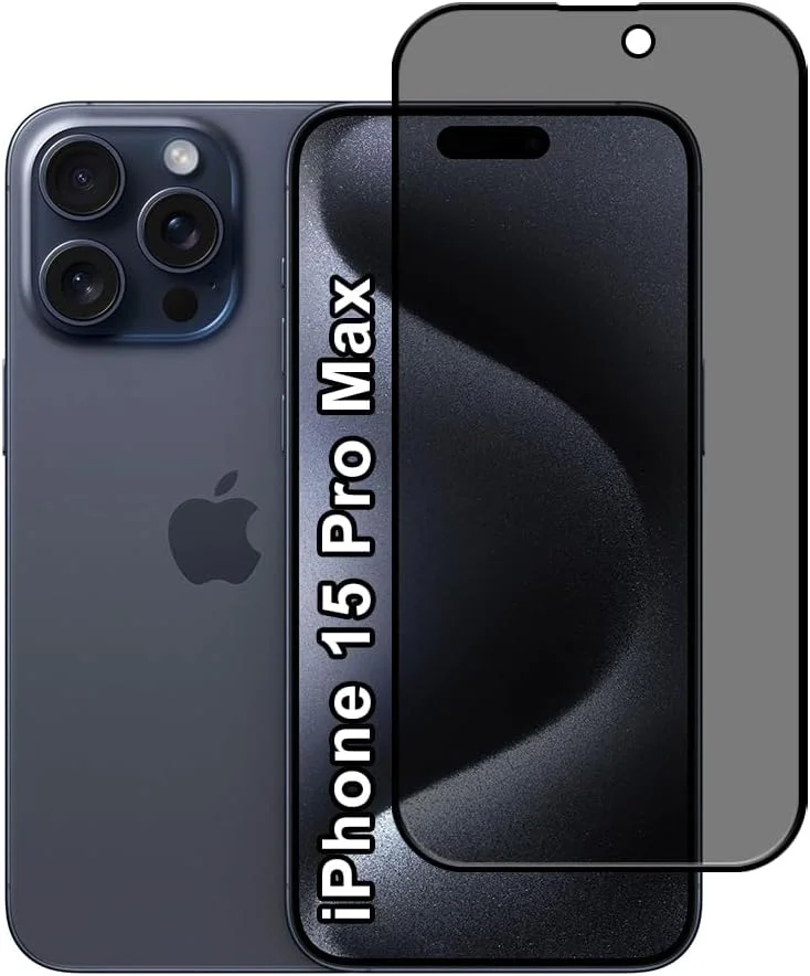 محافظ صفحه نمایش حریم خصوصی گجت شیلد برای اپل آیفون 15 پرو مکس، سختی 9H، فیلم شیشه ای حرارت دیده ضد جاسوسی [محافظت 100% حریم خصوصی]، نصب آسان بدون حباب، پوشش کامل و ضد خش