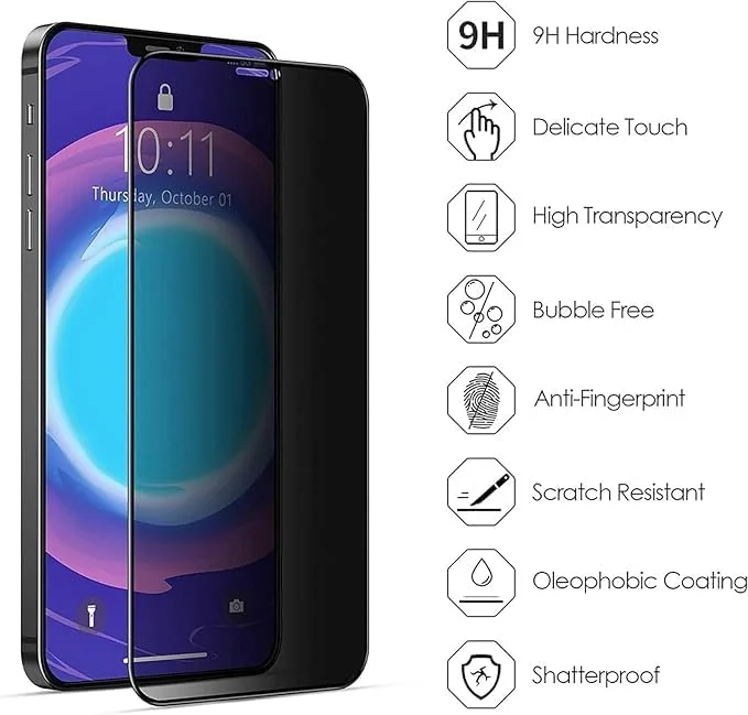 محافظ صفحه نمایش شیشه ای حرارت دیده حریم خصوصی MaiJin 2 عددی برای سری Apple iPhone، ضد استاتیک و مقاوم در برابر گرد و غبار محافظ صفحه نمایش شیشه ای حرارت دیده حریم خصوصی MaiJin 2 عددی برای سری Apple iPhone، ضد استاتیک و مقاوم در برابر گرد و غبار