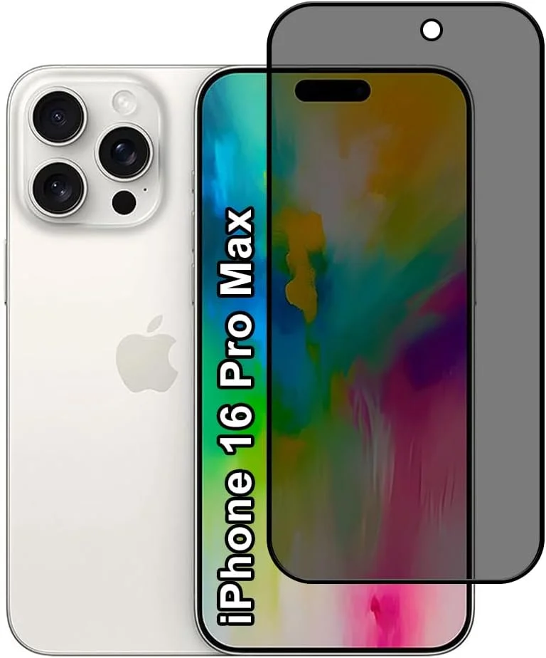 محافظ صفحه نمایش حریم خصوصی گجت شیلد برای اپل آیفون 16 پرو مکس، سختی 9H، فیلم شیشه ای حرارت دیده ضد جاسوسی [محافظت 100% از حریم خصوصی]، نصب آسان بدون حباب، پوشش کامل و ضد خش