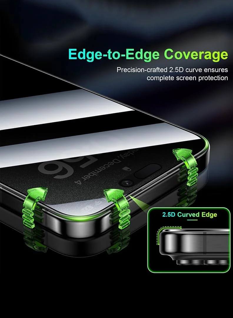 محافظ صفحه نمایش حریم خصوصی گجت شیلد برای اپل آیفون 16 پرو مکس، سختی 9H، فیلم شیشه ای حرارت دیده ضد جاسوسی [محافظت 100% از حریم خصوصی]، نصب آسان بدون حباب، پوشش کامل و ضد خش