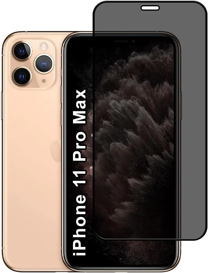 محافظ صفحه نمایش حریم خصوصی برای اپل آیفون 11 پرو مکس، سختی 9H، فیلم شیشه ای حرارت دیده ضد جاسوسی [محافظت 100% از حریم خصوصی]، نصب آسان بدون حباب، پوشش کامل و ضد خش