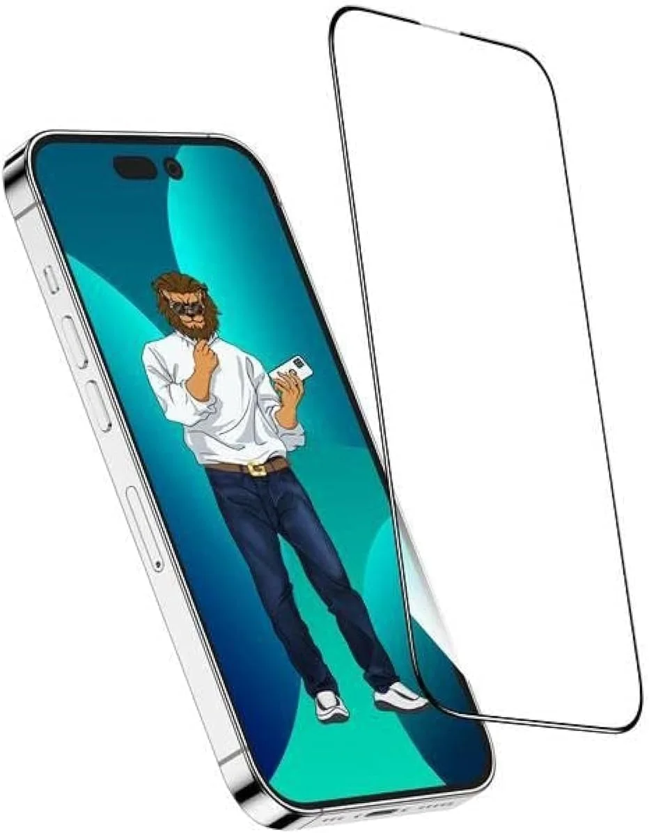 محافظ صفحه نمایش شیشه ای 9H Green Lion Steve Glass با پوشش کامل برای آیفون 13 پرو مکس/14 پلاس (6.7 اینچ)