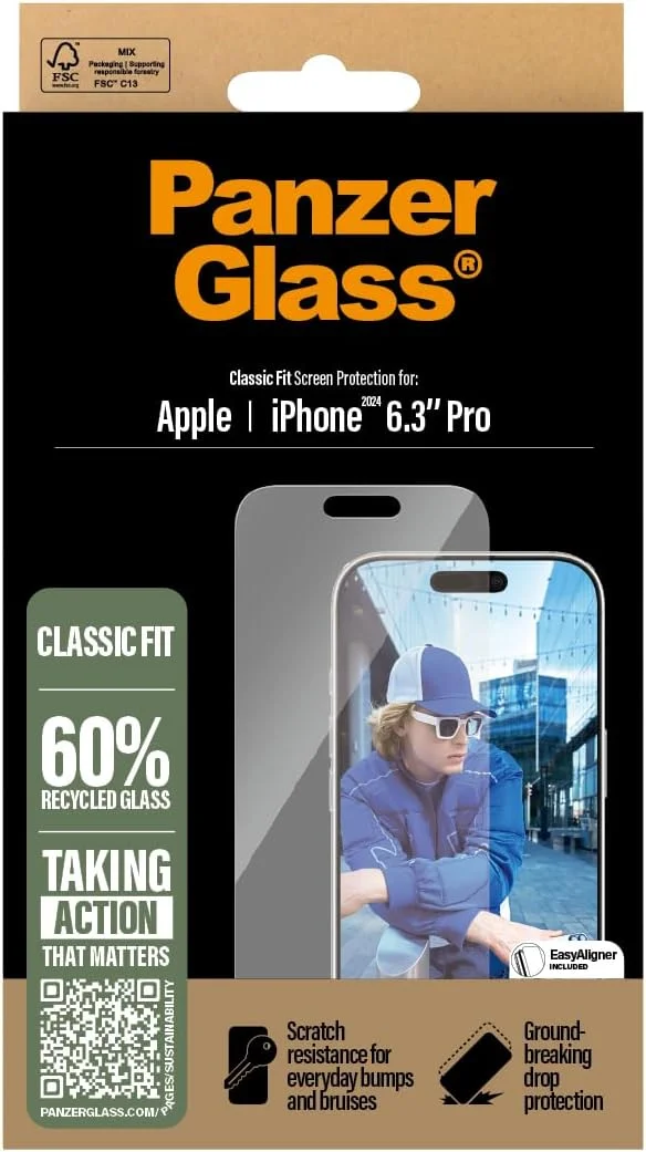 محافظ صفحه نمایش PanzerGlass Classic Fit برای Apple iPhone 16 Pro 6.3" 2024 | مقاوم در برابر افتادن و خراش، شیشه حرارت دیده با اندازه استاندارد، ضد اثر انگشت، نصب آسان، سازگار با قاب - شفاف محافظ صفحه نمایش PanzerGlass Classic Fit برای Apple iPhone 16 Pro 6.3" 2024 | مقاوم در برابر افتادن و خراش، شیشه حرارت دیده با اندازه استاندارد، ضد اثر انگشت، نصب آسان، سازگار با قاب - شفاف
