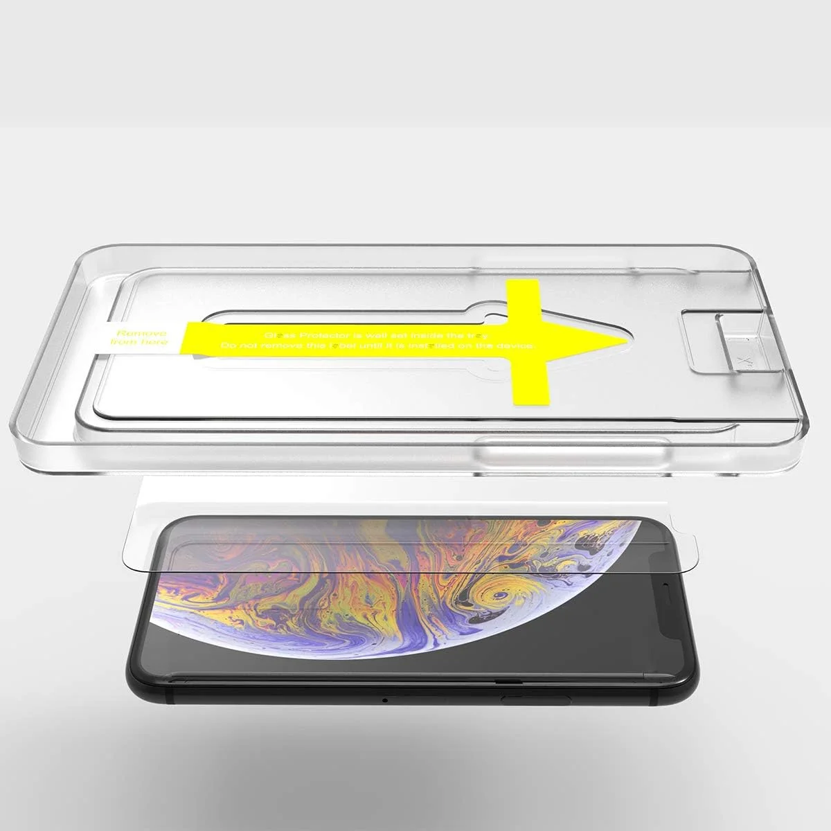 محافظ صفحه نمایش شیشه ای حرارت دیده با کیفیت عالی برای آیفون 11 پرو/آیفون XS (2 عدد در بسته) به همراه ابزار نصب سریع و آسان