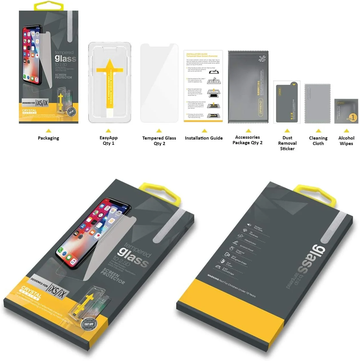 محافظ صفحه نمایش شیشه ای حرارت دیده با کیفیت عالی برای آیفون 11 پرو/آیفون XS (2 عدد در بسته) به همراه ابزار نصب سریع و آسان محافظ صفحه نمایش شیشه ای حرارت دیده با کیفیت عالی برای آیفون 11 پرو/آیفون XS (2 عدد در بسته) به همراه ابزار نصب سریع و آسان