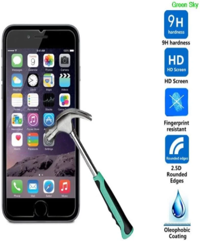 2 عدد محافظ صفحه نمایش شیشه ای حرارت دیده، مناسب برای گوشی اپل آیفون 6 و 6S 4.7، ضد خش، فیلم محافظ گوشی