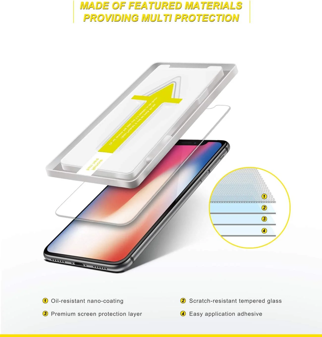 محافظ صفحه نمایش شیشه ای حرارت دیده با کیفیت عالی برای آیفون 11 پرو/آیفون XS (2 عدد در بسته) به همراه ابزار نصب سریع و آسان محافظ صفحه نمایش شیشه ای حرارت دیده با کیفیت عالی برای آیفون 11 پرو/آیفون XS (2 عدد در بسته) به همراه ابزار نصب سریع و آسان