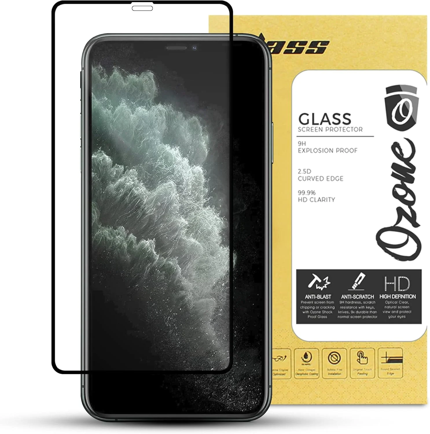 محافظ صفحه نمایش شیشه ای تمپرد O Ozone برای اپل آیفون 11 پرو (5.8 اینچ) مقاوم در برابر ضربه - مشکی