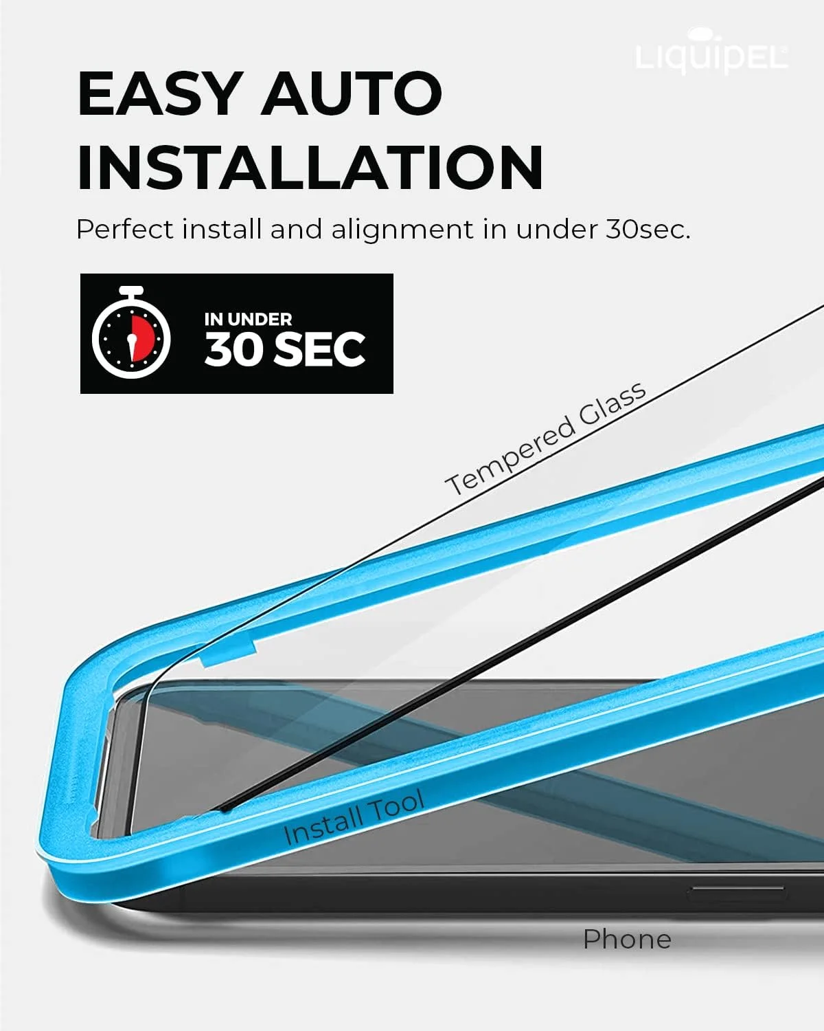 محافظ صفحه نمایش شیشه ای حرارت دیده Liquipel Safeguard، سازگار با Apple iPhone 13 Pro، iPhone 13 Pro Max، iPhone 13 Mini (iPhone 13 PRO)