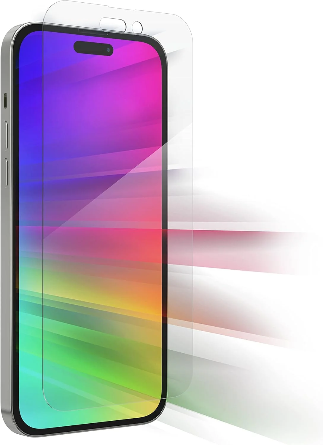 محافظ صفحه نمایش شیشه ای ZAGG Invisible Shield Glass Elite VisionGuard برای Apple iPhone 14 Pro Max - 5 برابر قوی تر، محافظت از نور آبی، فناوری ضد اثر انگشت، نصب آسان