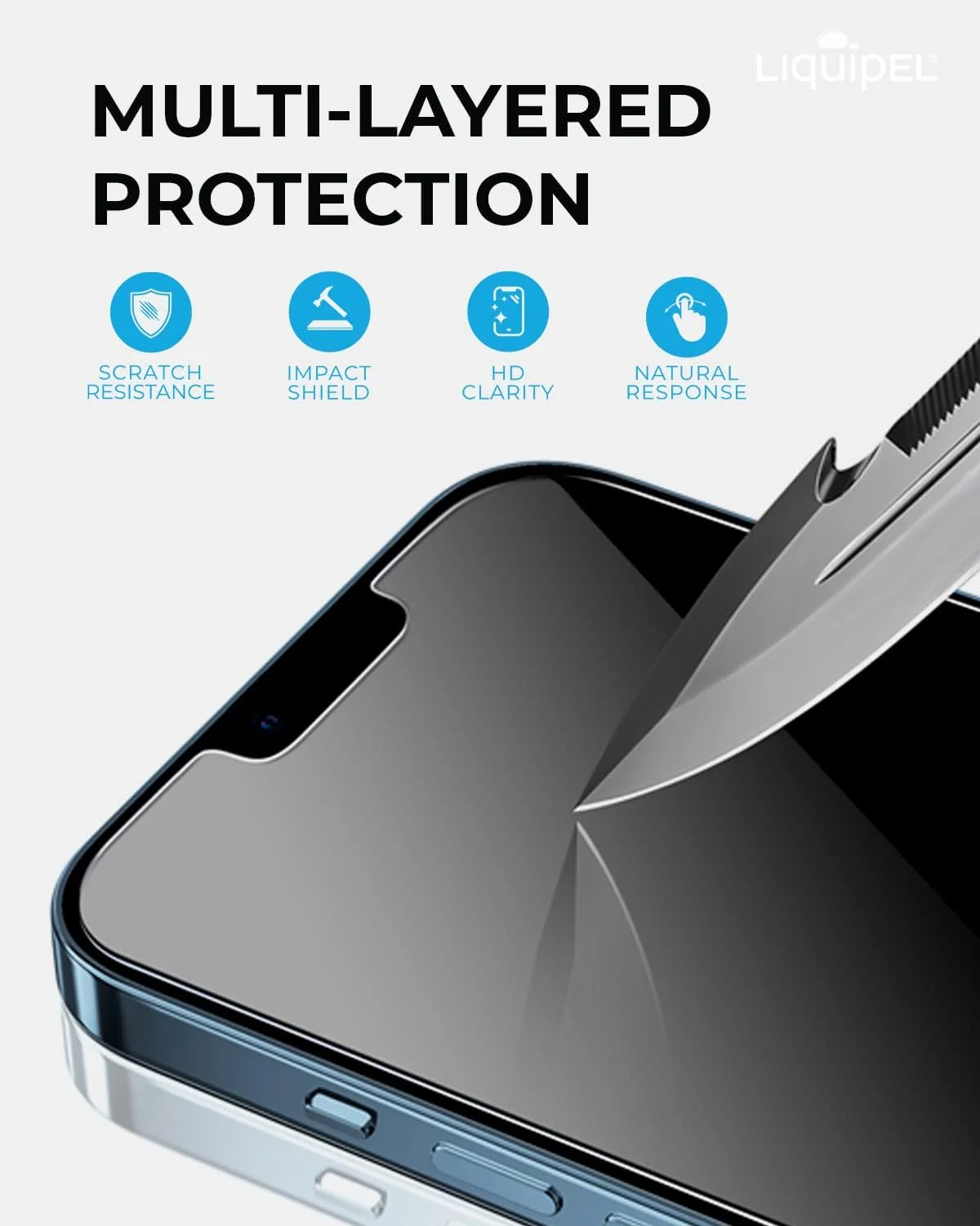 محافظ صفحه نمایش شیشه ای حرارت دیده Liquipel Safeguard، سازگار با Apple iPhone 13 Pro، iPhone 13 Pro Max، iPhone 13 Mini (iPhone 13 PRO)
