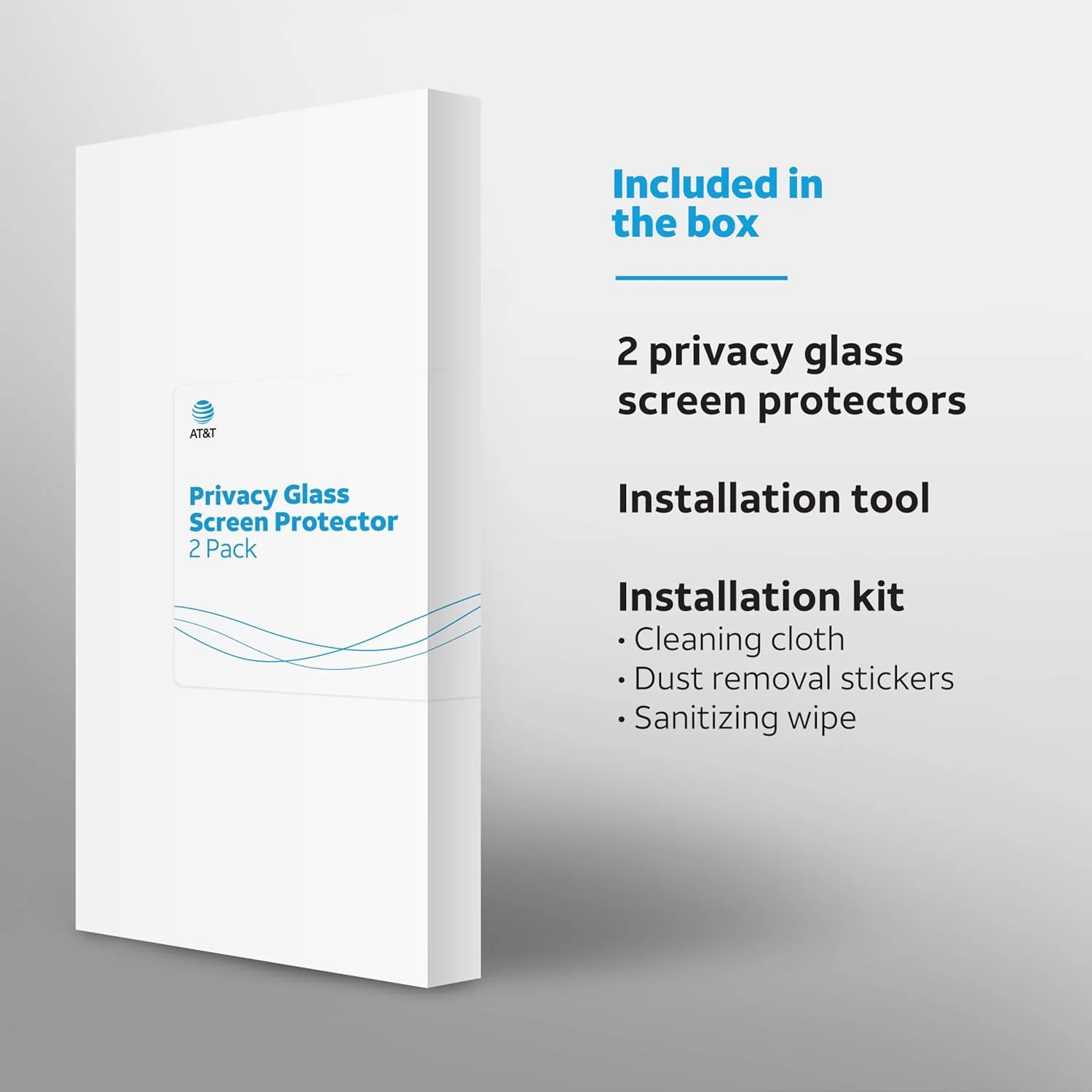 AT&T Tempered Glass Screen Protector with Scratch and Impact Protection and Smudge Resistance for Apple (iPhone 13 Pro, 2 Pack (Privacy))