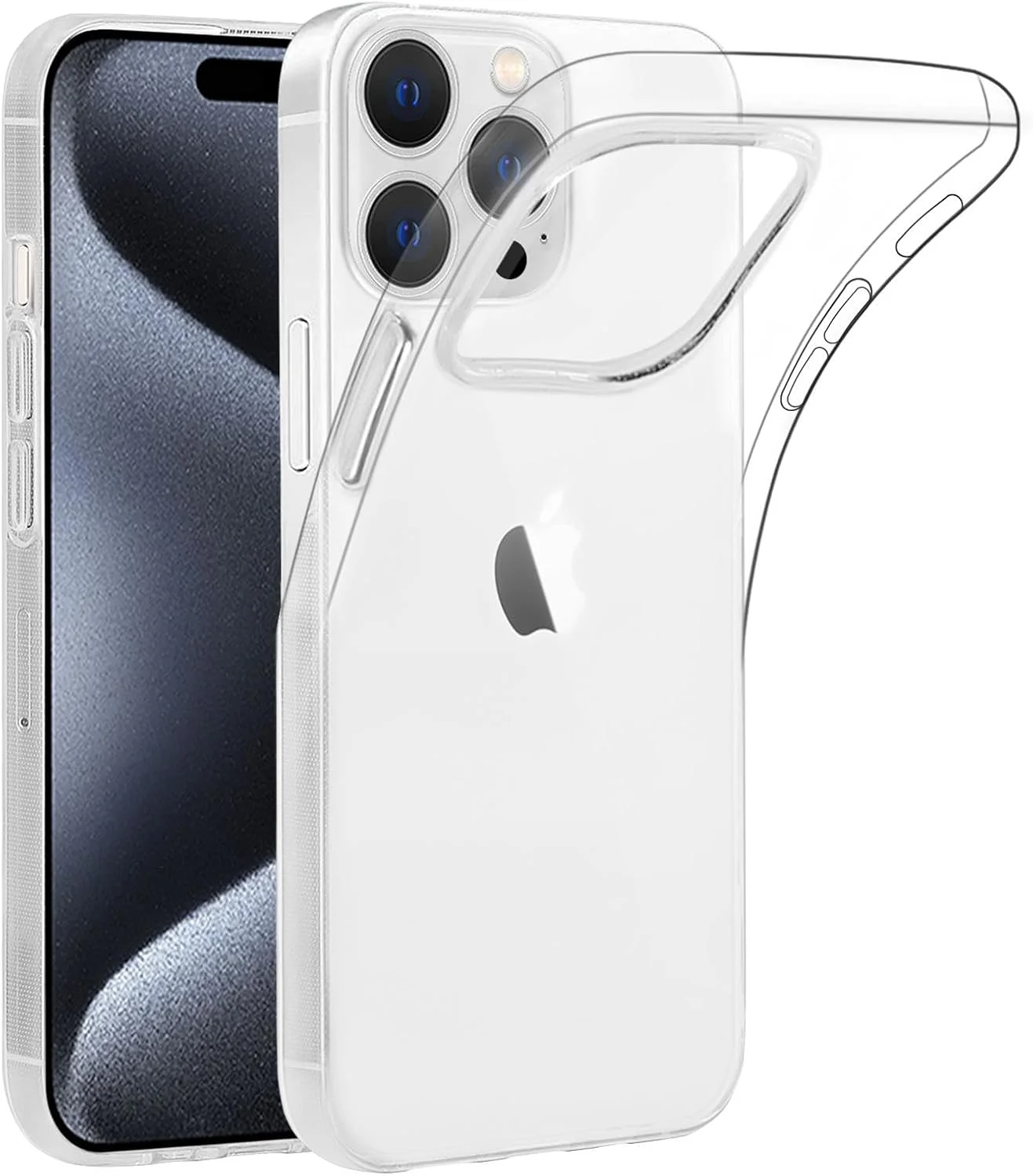 کاور ژله‌ای شفاف سری 32nd - کاور TPU فوق‌العاده نازک و شفاف به همراه 2 عدد محافظ صفحه نمایش شیشه‌ای حرارت دیده برای Apple iPhone 15 Pro Max (6.7 اینچ) - شفاف