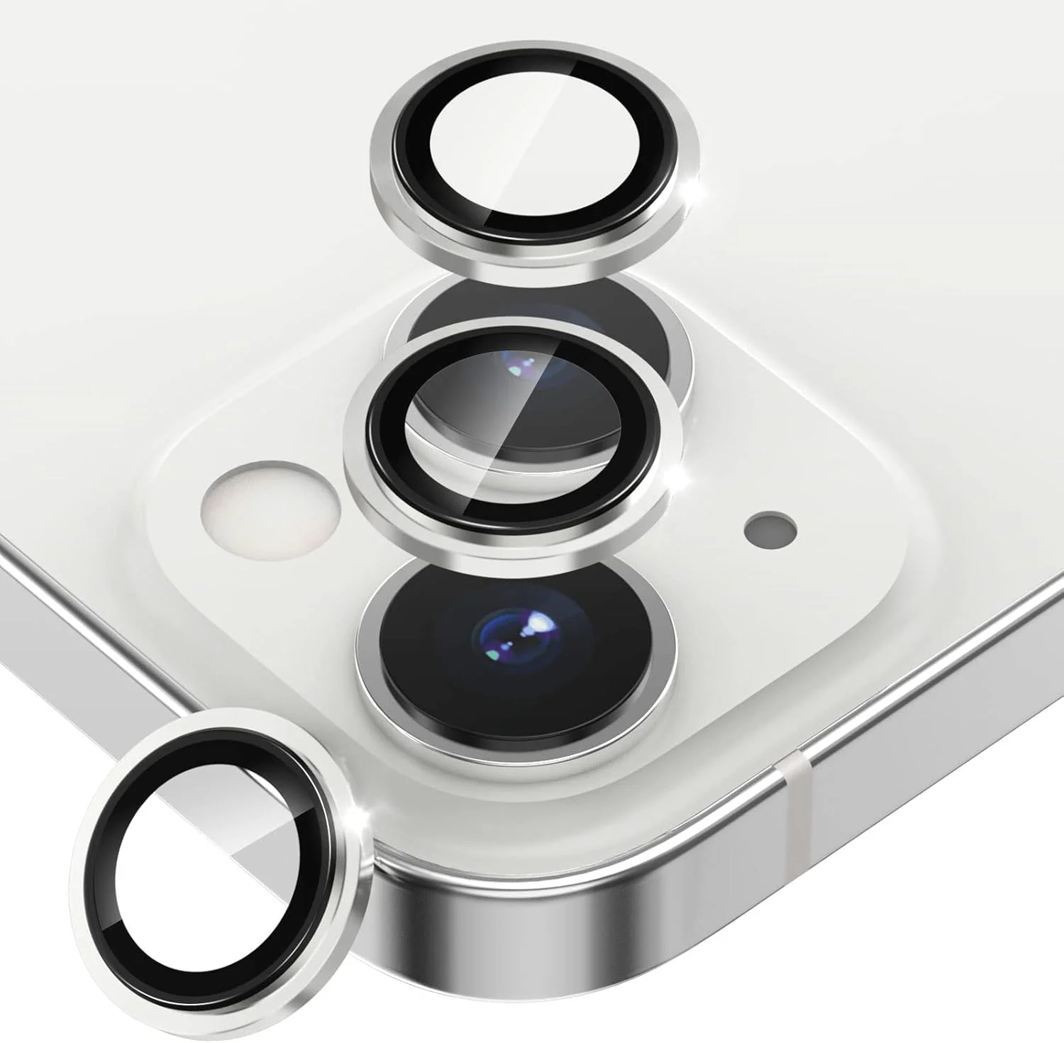 محافظ لنز دوربین گوشی آیفون 13 6.1 اینچی / 13 مینی 5.4 اینچی، حلقه محافظ آلیاژ آلومینیوم لنز اصلی گوشی، پوشش برچسب فیلم محافظ صفحه پشتی دوربین شیشه ای حرارت دیده، (نقره ای) محافظ لنز دوربین گوشی آیفون 13 6.1 اینچی / 13 مینی 5.4 اینچی، حلقه محافظ آلیاژ آلومینیوم لنز اصلی گوشی، پوشش برچسب فیلم محافظ صفحه پشتی دوربین شیشه ای حرارت دیده، (نقره ای)