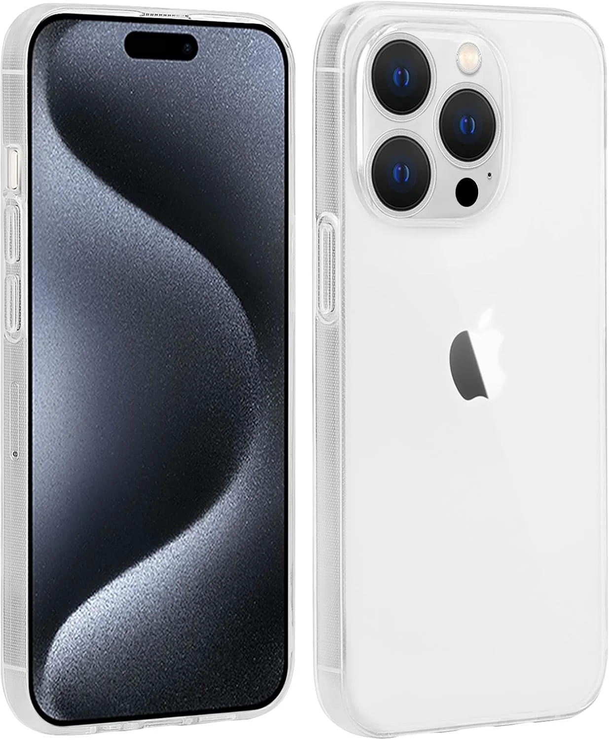 کاور ژله‌ای شفاف سری 32nd - کاور TPU فوق‌العاده نازک و شفاف به همراه 2 عدد محافظ صفحه نمایش شیشه‌ای حرارت دیده برای Apple iPhone 15 Pro Max (6.7 اینچ) - شفاف