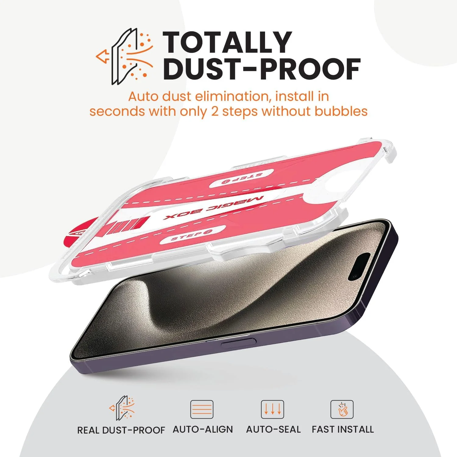 محافظ صفحه نمایش DN-Technology برای اپل آیفون 15 پرو مکس (6.7 اینچ) پوشش شیشه ای حرارت دیده نصب آسان با ابزار خود تراز پوشش کامل سازگار با قاب (مشکی)