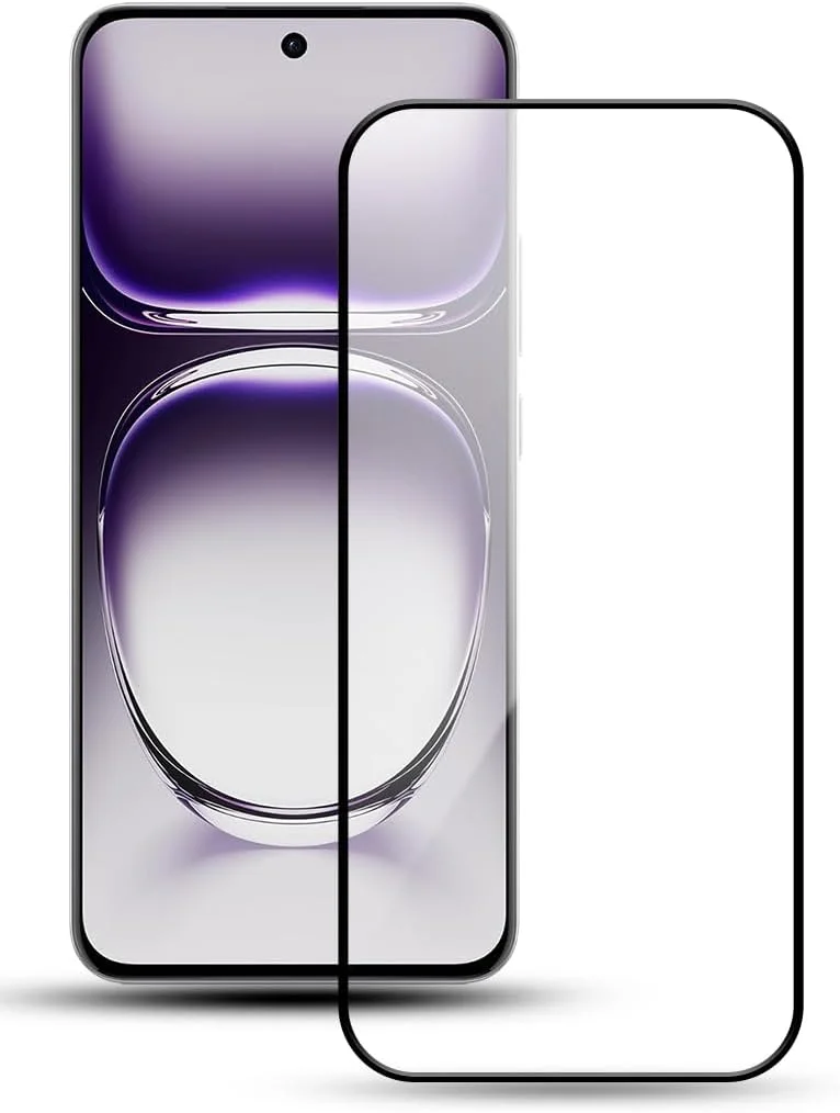 محافظ صفحه نمایش شیشه ای حرارت دیده با سختی 9H برای اوپو رنو 12 سایز 6.7 اینچ، نصب آسان بدون حباب، پوشش کامل، ضد خش و حساس به لمس